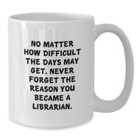 Load image into Gallery viewer, Funny Librarian White Coffee Mug, Gifts from Friends and Family to Librarian, Never Forget the Reason, Birthday Unique Gifts - Additional