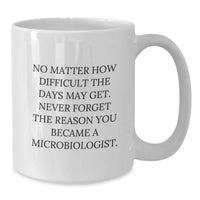 Load image into Gallery viewer, Inspirational Gifts for Microbiologists White Coffee Mug - 'No Matter How Difficult The Days May Get. Never Forget The Reason You Became A Microbiologist.' - Valentine's Unique Gifts from Friends - Additional