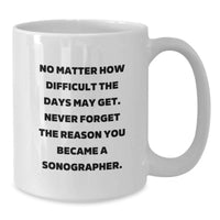 Load image into Gallery viewer, Sonographer Gifts from Friends and Family, Christmas Unique Mugs for Men and Women, Inspirational Coffee Mugs for the Difficult Days Ahead, Never Forget the Reason You Became a Sonographer - Additional