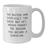 Load image into Gallery viewer, Gifts from Friends and Family for Surveyors - Funny White Coffee Mug - No Matter How Difficult The Days May Get - Surveyor Humor for Valentine's, Unique Gifts for Surveyors - Additional