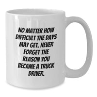 Load image into Gallery viewer, Funny Truck Driver Gifts from Family for Mother's Day Unique White Coffee Mugs, Never Forget the Reason You Became a Truck Driver - Additional