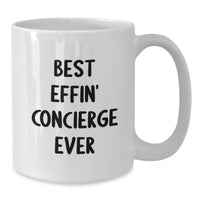 Load image into Gallery viewer, Funny Concierge Gifts for Men from Men - White Coffee Mug - Best Effin&#39; Concierge Ever Quote, Christmas Unique Gifts - Additional
