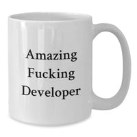 Load image into Gallery viewer, Developer Humor Mug Funny Gifts for Developer Friends from Family - Amazing F--king Developer White Coffee Mug - Additional
