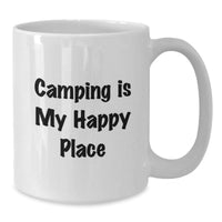 Load image into Gallery viewer, Camping Memories Gifts for Camping Enthusiasts - Funny White Coffee Mug, &#39;Camping Is My Happy Place&#39; Quote - Gifts from Friends, Family, or Coworkers for Men, Women, or Graduation - Additional
