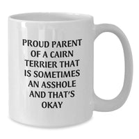 Load image into Gallery viewer, Cairn Terrier Dog Lover&#39;s Funny White Coffee Mug, &#39;Proud Parent&#39; Quote, Gifts from Family for Cairn Terrier Dog, Graduation Unique Gifts - Additional
