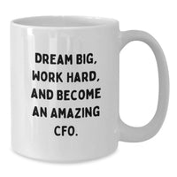 Load image into Gallery viewer, Inspirational CFO Gifts from Friends, Funny White Coffee Mugs for Graduation Unique Gifts, Dream Big and Work Hard - Additional