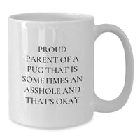 Load image into Gallery viewer, Pug Dog Graduation Gifts from Proud Pug Parents, Funny White Coffee Mug for Friends, Family, or Coworkers - Additional
