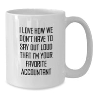 Load image into Gallery viewer, Funny Accountant Mug Gifts from Friends for Men White Coffee Mug - 'I Love How We Don't Have To Say Out Loud That I'm Your Favorite Accountant' - Additional