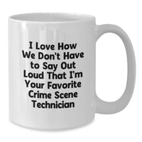 Load image into Gallery viewer, Funny Crime Scene Technician Gifts White Coffee Mug for Crime Scene Technician Friends, Unique Graduation Unique Gifts from Friends to Crime Scene Technician Grads, I Love How Quote - Additional