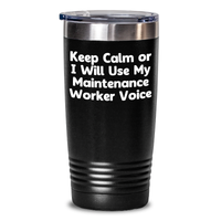 Load image into Gallery viewer, Funny Maintenance Worker Gifts for Him from Friends and Family - &#39;Keep Calm Or I Will Use My Maintenance Worker Voice&#39; Tumbler for Father&#39;s Day - Main
