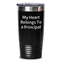 Load image into Gallery viewer, Funny Principal Gifts, My Heart Belongs To A Principal Tumbler, Gift for a Principal on Birthday - 20oz or 30oz Black Stainless Steel Tumbler - Main