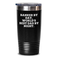 Load image into Gallery viewer, Funny Banker Gifts for Him Tumblers, Black 20oz/30oz Vacuum-Insulated Tumbler with Lid Gifts from Men to Best Dad at Christmas Unique - Main