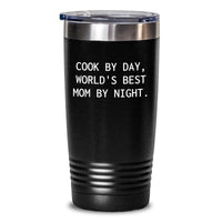 Load image into Gallery viewer, Funny Cook Gifts for Mom, World's Best Mom Tumbler, 20oz or 30oz Black Insulated Tumbler for Coffee or Tea, Gifts from Mom to Friends and Family on Christmas - Main