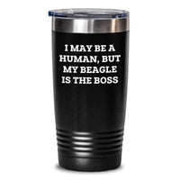 Load image into Gallery viewer, Funny Beagle Dog Gifts for Him Birthday Unique Tumblers from Family, Beagle Dog Lovers Tumbler with I May Be A Human, But My Beagle Is The Boss Quote - Main