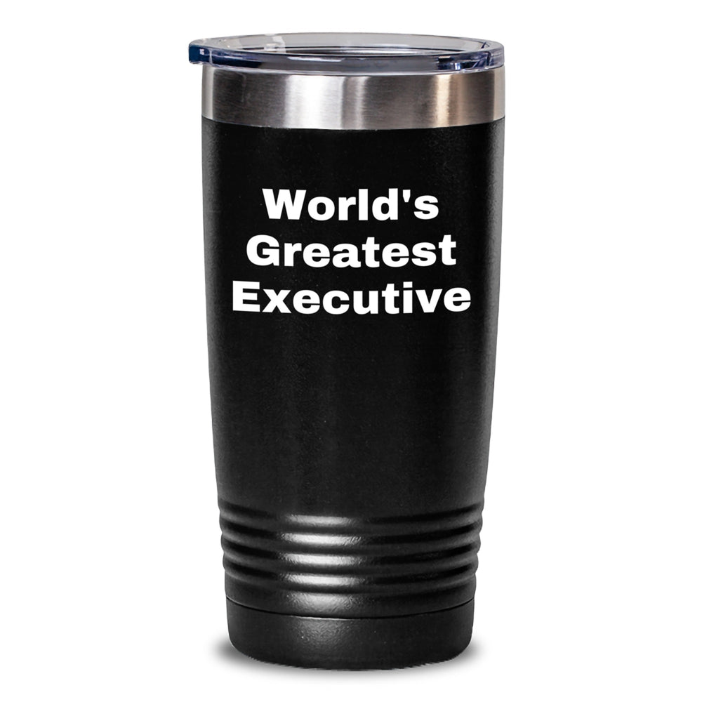 Funny Executive Gifts from Men to World's Greatest Executive, Unique Birthday Tumblers for Him, Stainless Steel Vacuum Insulated Tumbler with Lid, 20oz or 30oz Capacity - Main