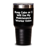 Load image into Gallery viewer, Funny Maintenance Worker Gifts for Him from Friends and Family - &#39;Keep Calm Or I Will Use My Maintenance Worker Voice&#39; Tumbler for Father&#39;s Day - Main
