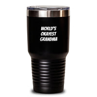 Load image into Gallery viewer, Funny Grandma Gifts from Family - World's Okayest Grandma Tumbler, 20oz/30oz Black Stainless Steel - Main