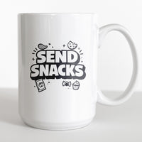 Load image into Gallery viewer, Funny Mom Coffee Mug, Send Snacks Quote, Tired Mom Humor Gift Cup