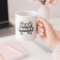 Load image into Gallery viewer, Funny Mom Coffee Mug, Send Snacks Quote, Tired Mom Humor Gift Cup