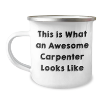 Load image into Gallery viewer, Carpenter Gifts from Friends - This Is What An Awesome Carpenter Looks Like, Enamel Camping Mug for Father&#39;s Day - Image 1
