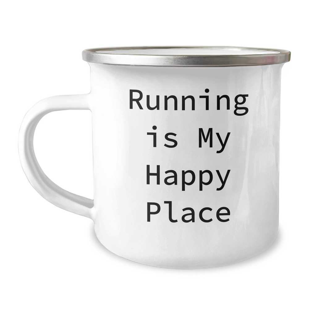Funny Running Gifts from Friends, 'Running Is My Happy Place' Inspirational Camping Mug for Men, Women, and Running Enthusiasts Graduation Unique Gifts - Image 1