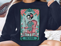 Load image into Gallery viewer, Stitched Skeleton Nurse Art Printed Casual Wear T-Shirts Sweatshirt
