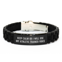 Load image into Gallery viewer, Athletic Trainer Funny Quote Gifts from Men to Gifts for Athletic Trainers Glide lock Clasp Black Stainless Steel Silicone Adjustable Father&#39;s Day Unique - Image 1
