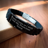 Load image into Gallery viewer, Funny Preacher Gifts for Men - Keep Calm Or I Will Use My Preacher Voice Glide lock Clasp Bracelet, Father&#39;s Day Unique Gifts from Friends, Family or Coworkers - Image 2
