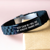 Load image into Gallery viewer, Athletic Trainer Funny Quote Gifts from Men to Gifts for Athletic Trainers Glide lock Clasp Black Stainless Steel Silicone Adjustable Father&#39;s Day Unique - Image 3
