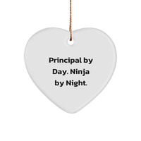 Load image into Gallery viewer, Funny Principal Gifts: Principal by Day, Ninja by Night Heart Ornament, Christmas Unique Gifts from Friends for Principal - Image 1
