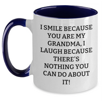 Load image into Gallery viewer, Funny Grandmas Gifts from Men to Grandma - I Smile Because You Are My Grandma, Two Tone Coffee Mug for Father&#39;s Day Unique Gifts - Main
