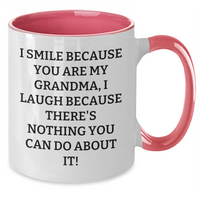 Load image into Gallery viewer, Funny Grandmas Gifts from Men to Grandma - I Smile Because You Are My Grandma, Two Tone Coffee Mug for Father&#39;s Day Unique Gifts - Additional
