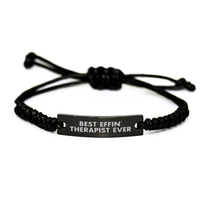 Load image into Gallery viewer, Funny Therapist Gifts from Men for Best Effin&#39; Therapist Ever, Black Rope Bracelet for Father&#39;s Day, Adjustable 3.34-9.84 inches - Image 1
