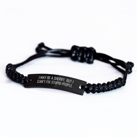 Load image into Gallery viewer, Funny Sheriff Gifts for Men - I May Be A Sheriff, But I Can&#39;t Fix Stupid People. Adjustable Rope Bracelet from Friends, Family, or Coworkers for Sheriff Graduation - Image 2
