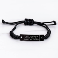 Load image into Gallery viewer, Funny Biologist Gifts for Him - Sorry This Guy Is Already Taken By A Smokin&#39; Hot Biologist Rope Bracelet, Adjustable Black Stainless Steel with Interlaced Rope, Father&#39;s Day Unique Gifts from Men - Image 3
