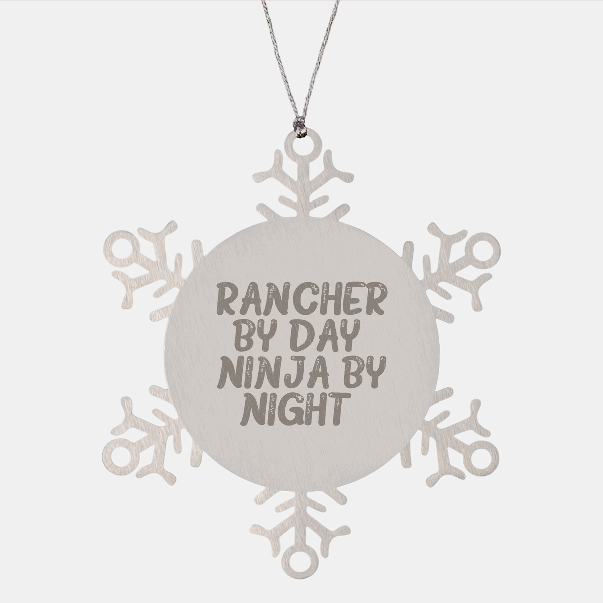 Rancher Gifts, Snowflake Ornaments, and a Touch of Ninja Spirit - 'Rancher By Day, Ninja By Night' Funny Quote Christmas Ornament for Men, Friends, and Family - Image 1