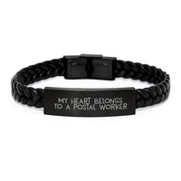 Load image into Gallery viewer, Funny Quote Interlaced Leather Bracelet Gifts for Postal Worker, Men, or Women - Graduation Unique Presents from Family or Friends - Image 1