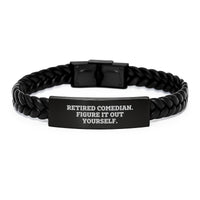 Load image into Gallery viewer, Comedian Gifts Interlaced Leather Bracelet Funny Quote for Comedian Friends or Family Birthday Unique Gifts from Men to Comedian or Women to Comedian - Image 1
