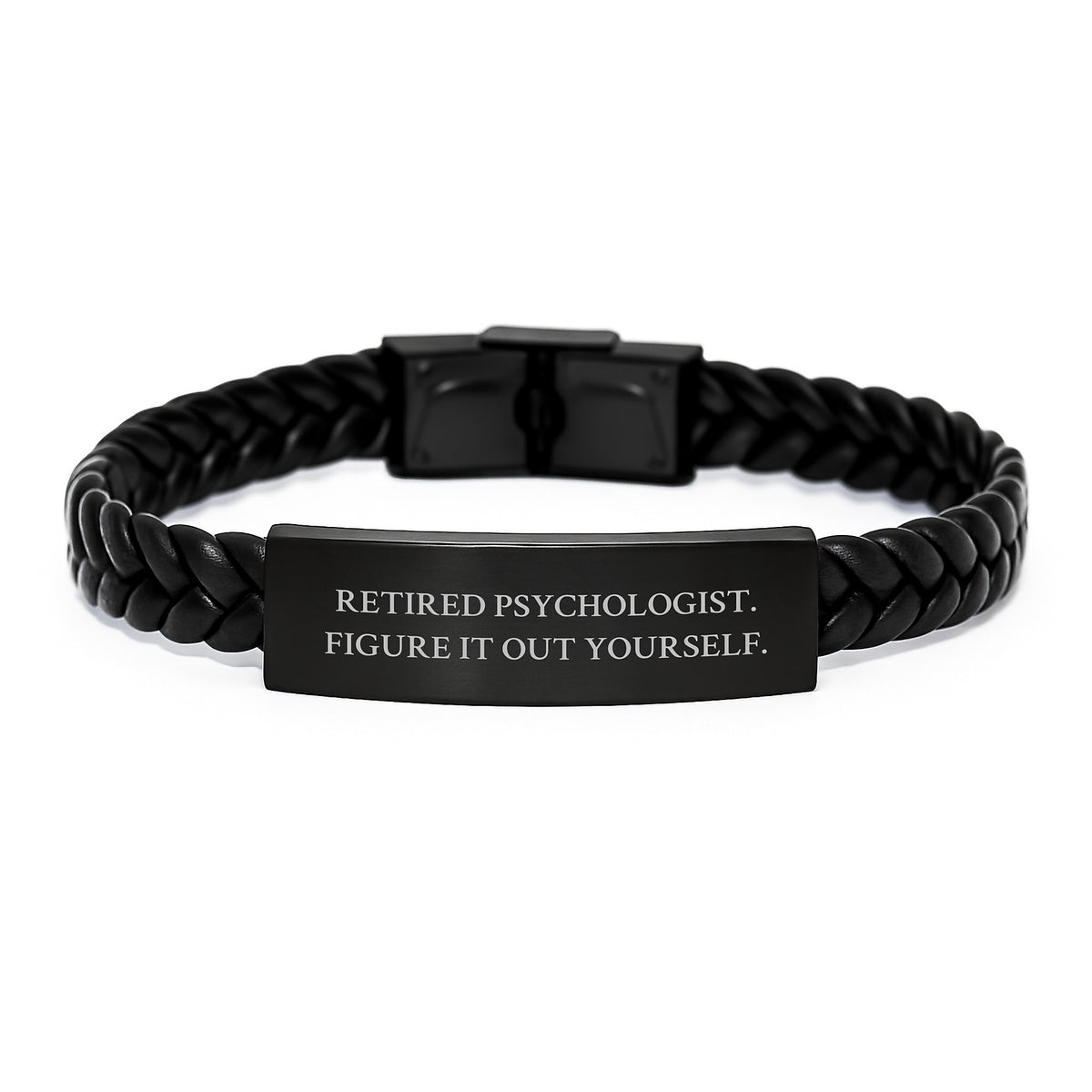 Psychologist Gifts, Funny Quote Inspired Interlaced Leather Bracelet, Gifts from Men to Psychologist, Graduation Unique Gifts, Figure It Out Yourself - Image 1