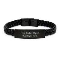 Load image into Gallery viewer, Roofer Gifts - Funny Quote Interlaced Leather Bracelet for Birthday - Gifts from Friends to Roofer, Lasting Style - Image 1
