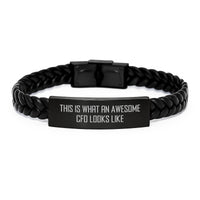 Load image into Gallery viewer, Funny CFO Birthday Unique Gifts for Men from Friends, Awesome CFO Interlaced Leather Bracelet Quote Style, Unique CFO Gift - Image 1