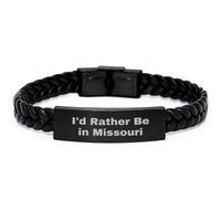 Load image into Gallery viewer, Missouri Inspired Interlaced Leather Bracelet Gifts from Friends to Men and Women - Funny Quote 'I'd Rather Be In Missouri' - Image 1