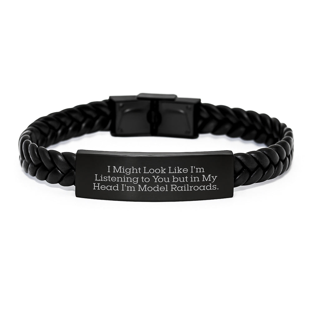 Funny Model Railroads Gifts for Him from Friends, Inspirational Quote Interlaced Leather Bracelet for Men, Graduation Unique Gifts - Image 1
