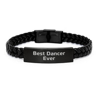 Load image into Gallery viewer, Funny Dancer Gifts from Friends and Family - Best Dancer Ever Interlaced Leather Bracelet, Christmas Unique Presents - Image 1
