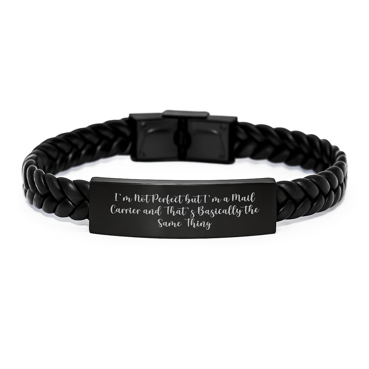Funny Mail Carrier Gifts, Interlaced Leather Bracelet for Graduation, 'I'm Not Perfect But I'm A Mail Carrier' Quote, Gifts for Mail Carriers, Men, Women, Friends, Family - Image 1