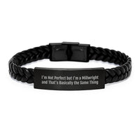Load image into Gallery viewer, Funny Millwright Gifts from Friends,Unique Interlaced Leather Bracelet for Millwright Men,Graduation Unique Gifts I&#39;m Not Perfect - Image 1

