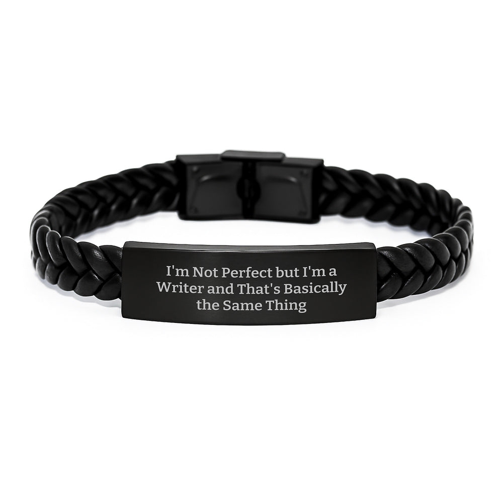 Funny Writer Gifts for Friends - Interlaced Leather Bracelet with Engraved Stainless Steel, Perfect Birthday Unique Gifts from Men to Women - Image 1