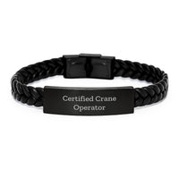 Load image into Gallery viewer, Funny Certified Crane Operator Gifts for Men - Christmas Unique Interlaced Leather Bracelet from Family - Image 1