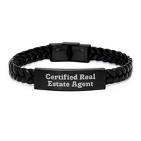 Load image into Gallery viewer, Funny Real Estate Agent Gifts from Friends, Inspirational Interlaced Leather Bracelet for Men, Women, Coworkers, Graduation Unique Gifts - Image 1
