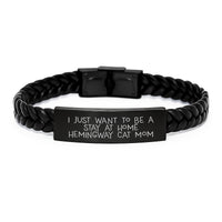 Load image into Gallery viewer, Funny Hemingway Cat Mom Gifts for Friends from Home - Interlaced Leather Bracelet, Birthday Unique Gifts - Image 1
